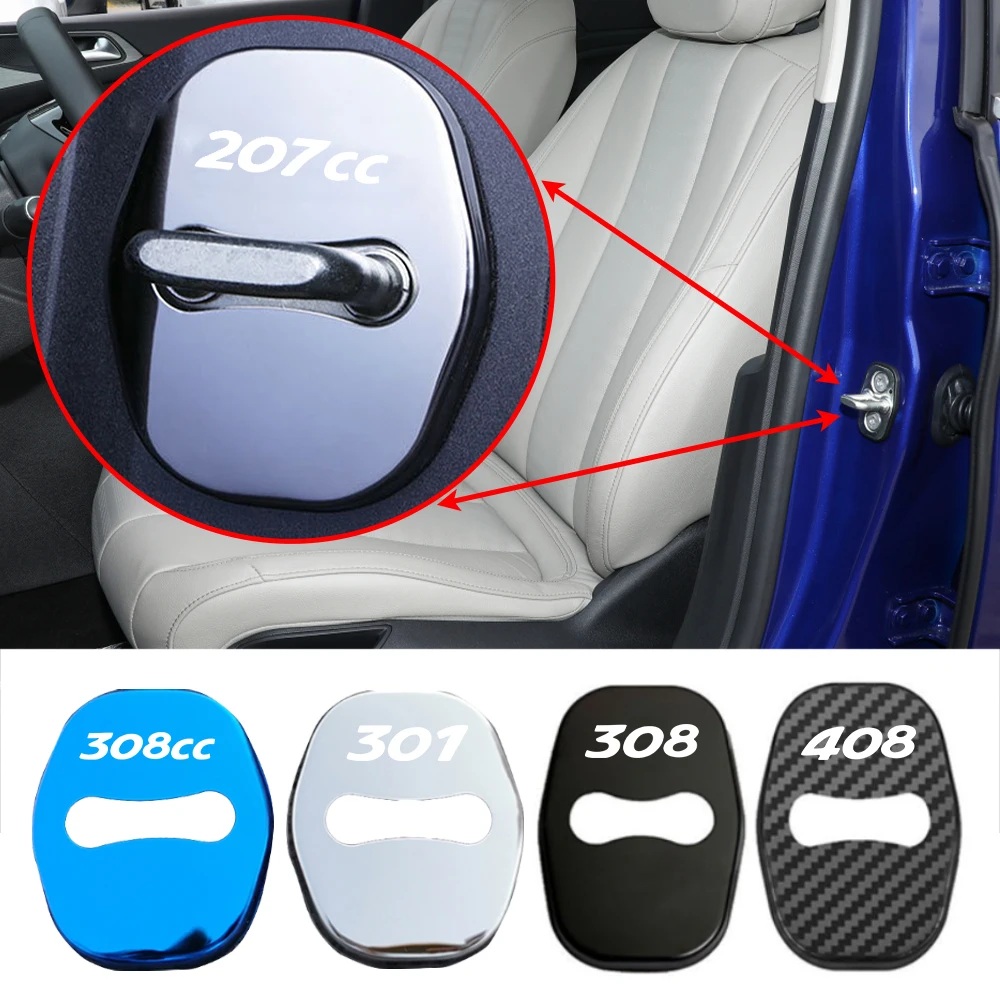 Car Door Lock Cover Auto Emblems Case for Peugeot 207CC 208CC 408 508L E2008 Rifter Boxer iOn Partner RCZ Car Styling Accessorie