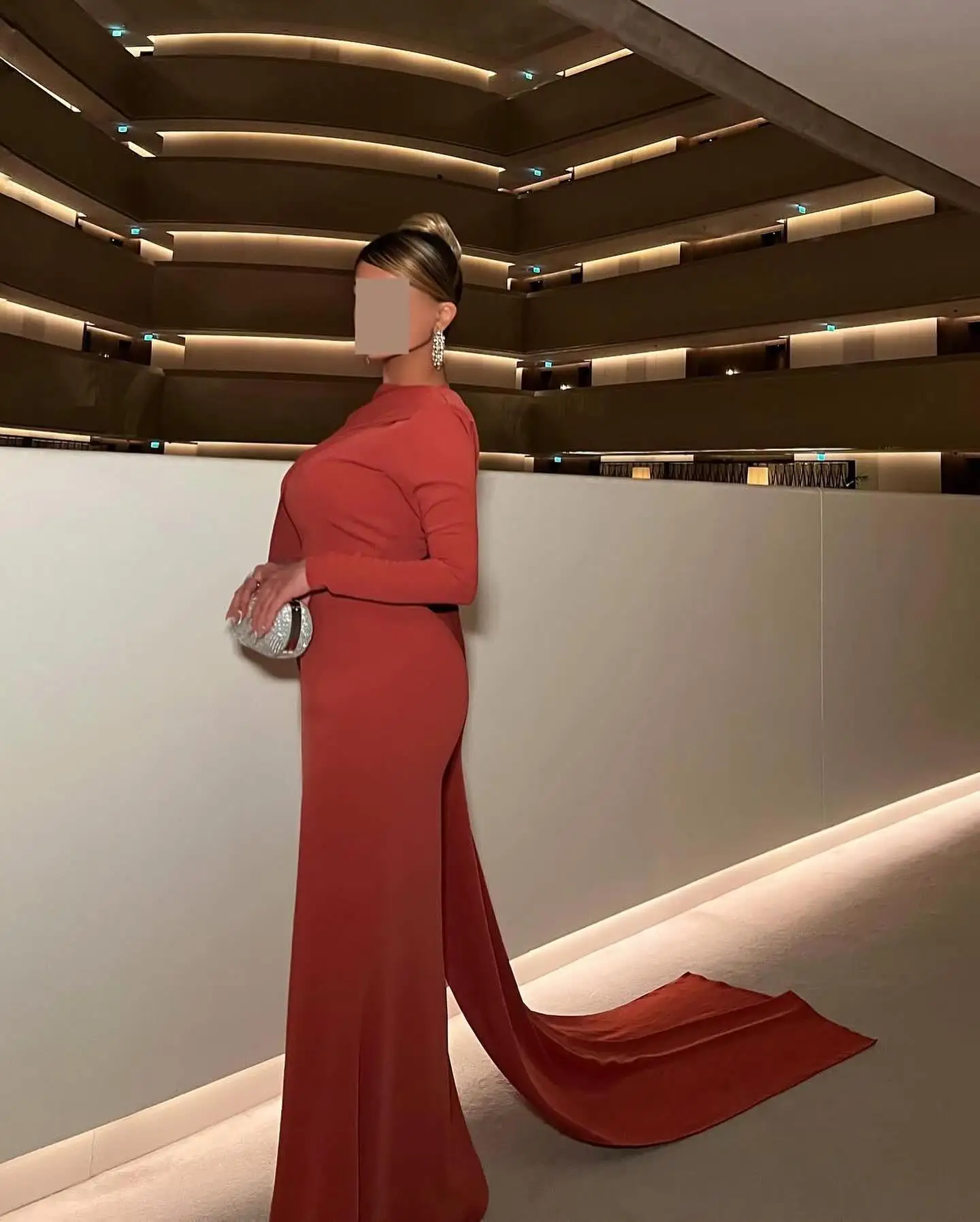 Indie Saudi Elegant Orange Prom Gown Womens Simple Mermaid Party Evening Dress Floor Length Formal Occasion Dresses customized image 3