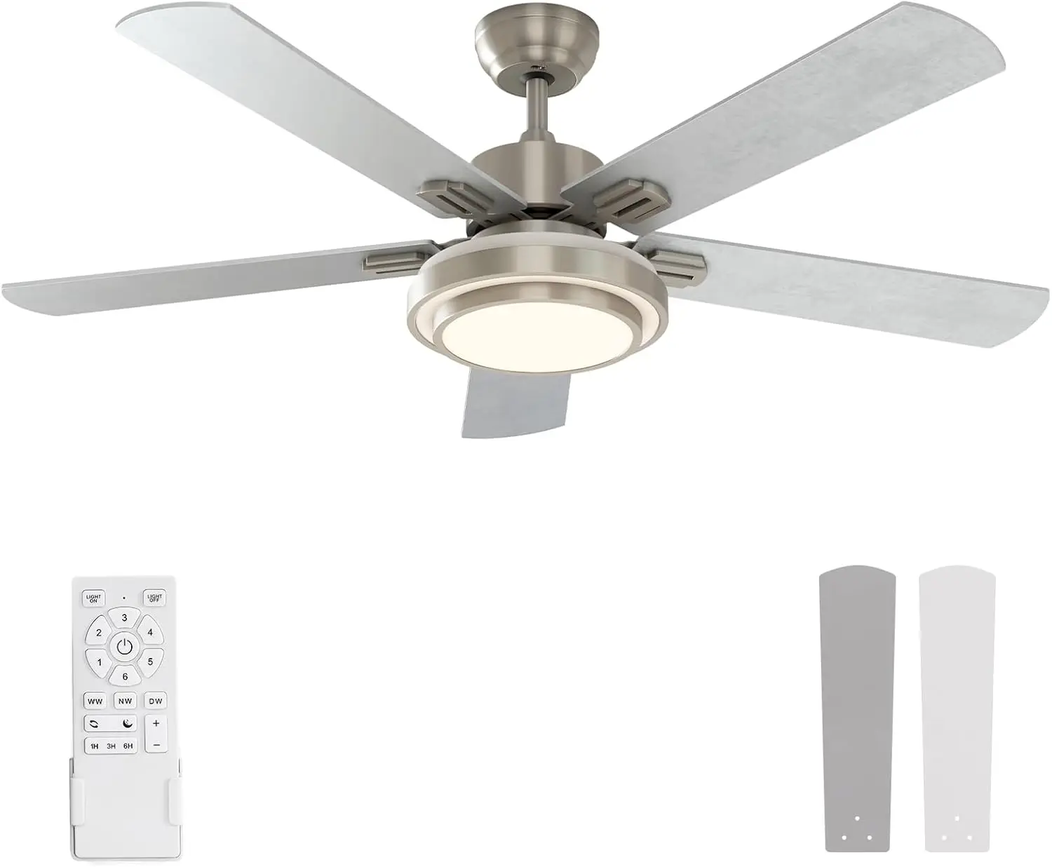 

Ceiling Fan with Lights Remote Control, 52 Inch, Brushed Nickel (5-Blades)