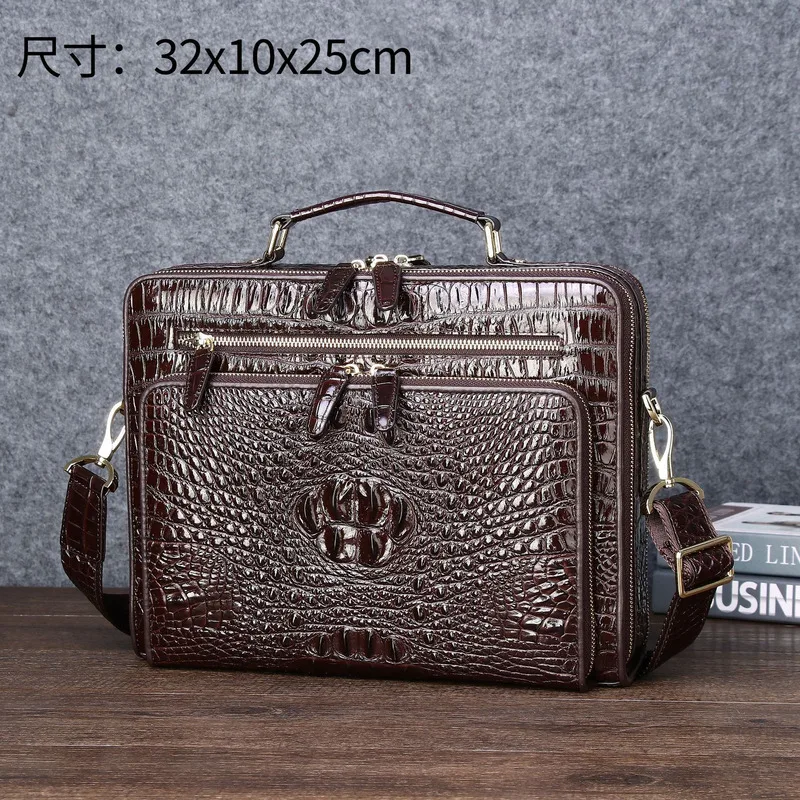 Briefcase Classic Leather Crocodile Pattern Handbag Large Capacity Briefcase Business Computer Fashion Men's Bag сумка мужская