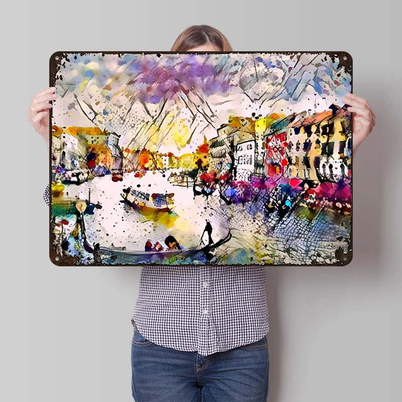 Venice Travel Printing Poster Customized Retro Wall Art Vintage Metal Signs for Mancave Office Decoration Gaming Desk Decor Home