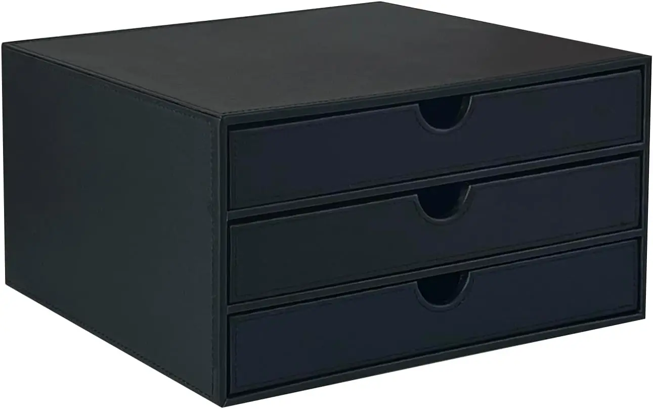

Document Organizer, 3-Drawer File Cabinet Document Storage Box, Office Desktop Filing Organizer, Black