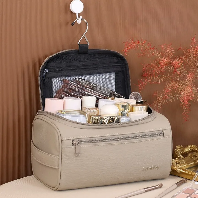 Hanging Makeup Bag Mesh Storage Pocket Cosmetic bag Organizer Portable Toiletry Pouch Large Capacity for Ladies Overnight Trip