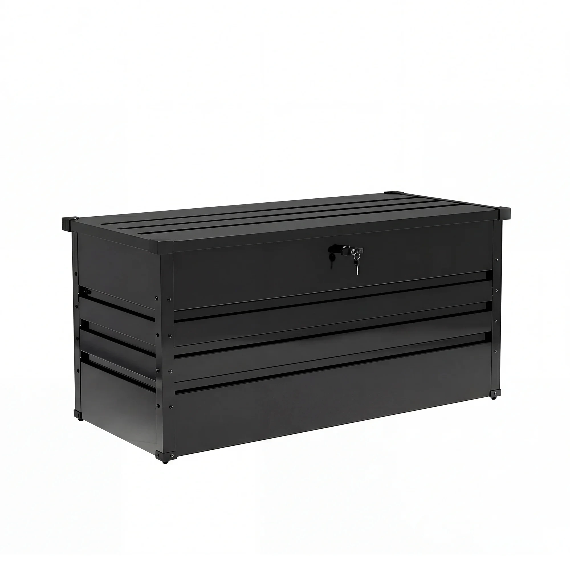 180 Gallon Outdoor Iron Deck Box Large Capacity Water Resistant Storage Box With Lockable for Patio Outdoor Furniture