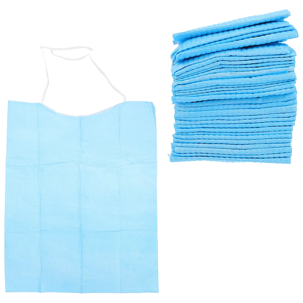 60 Pcs Disposable Bib Waterproof Bibs Feeding Lunch Paper Practical Elders Home Aprons Pvc Skin-friendly Bids Saliva Absorbent