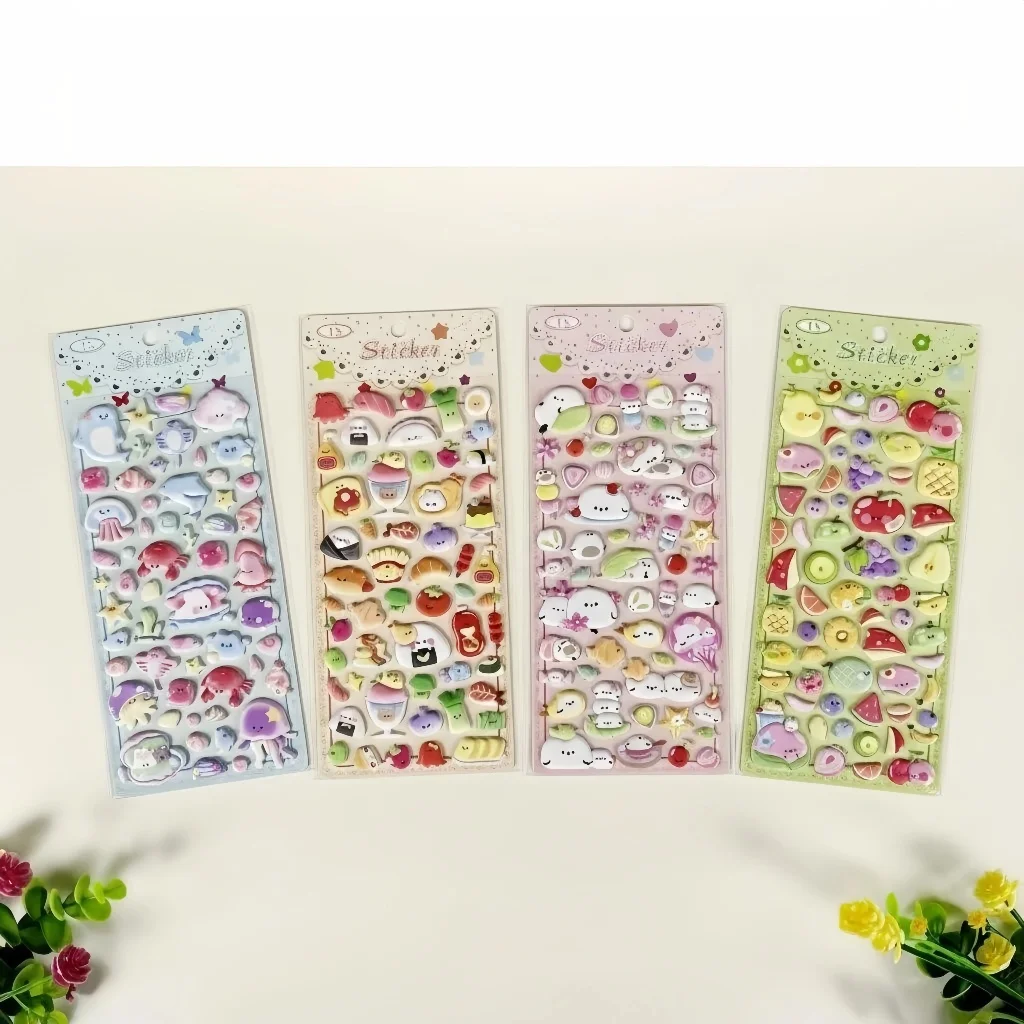 

3D Bubble Stickers, Diary Planner 3D Cartoon Fruit Sushi Foam Stickers, Korean Style Sticker Decorations, Diary Reward Stickers