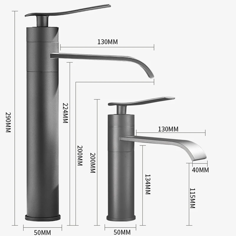 TOLM Basin Faucet Antique Bathroom Faucet Hybrid Faucet Black/Grey Wash Basin Faucet Single Lever Hot and Cold Water Faucet