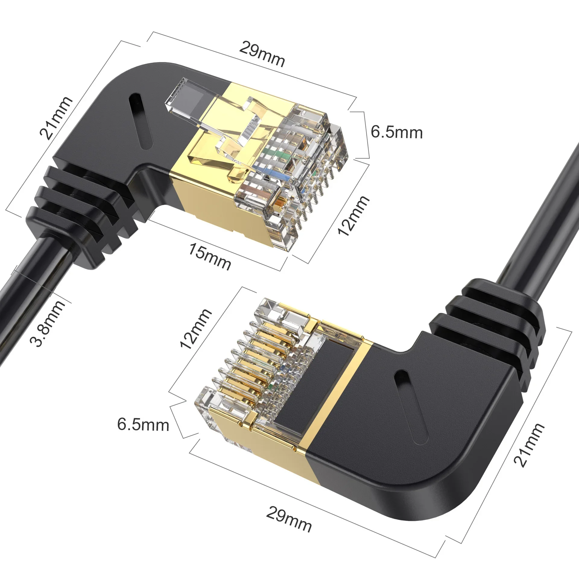 Cat8 Ethernet Cable SFTP 40Gbps 2000MHz Cat 8 RJ45 Network Lan 90 Degree Up Down Left Right Angle Internet RJ45 Superfine Cable