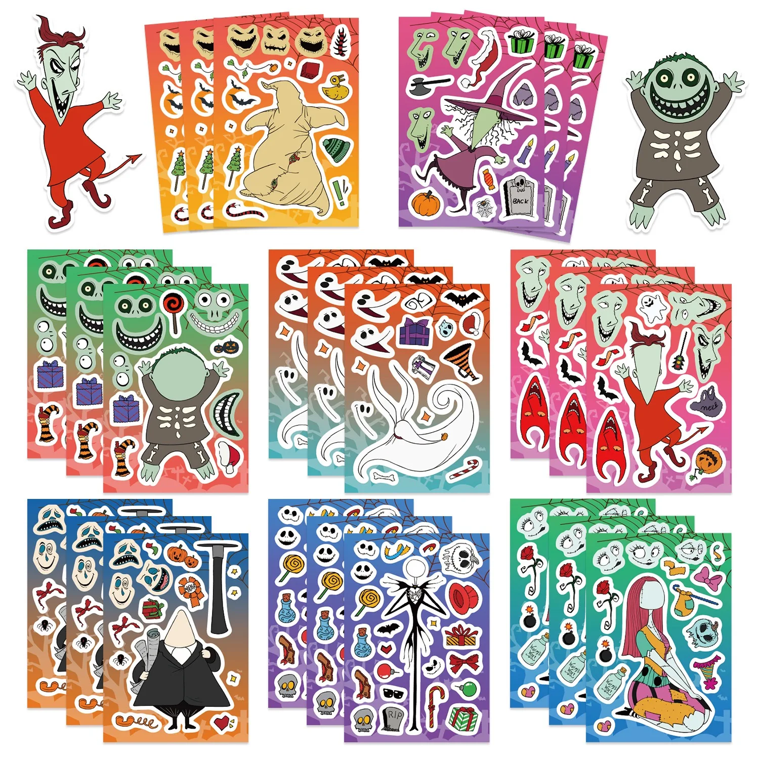 

8/16Sheets The Nightmare Before Christmas Puzzle Stickers Cartoon Make A Face Kids Make Your Own DIY Jigsaw Education Sticker