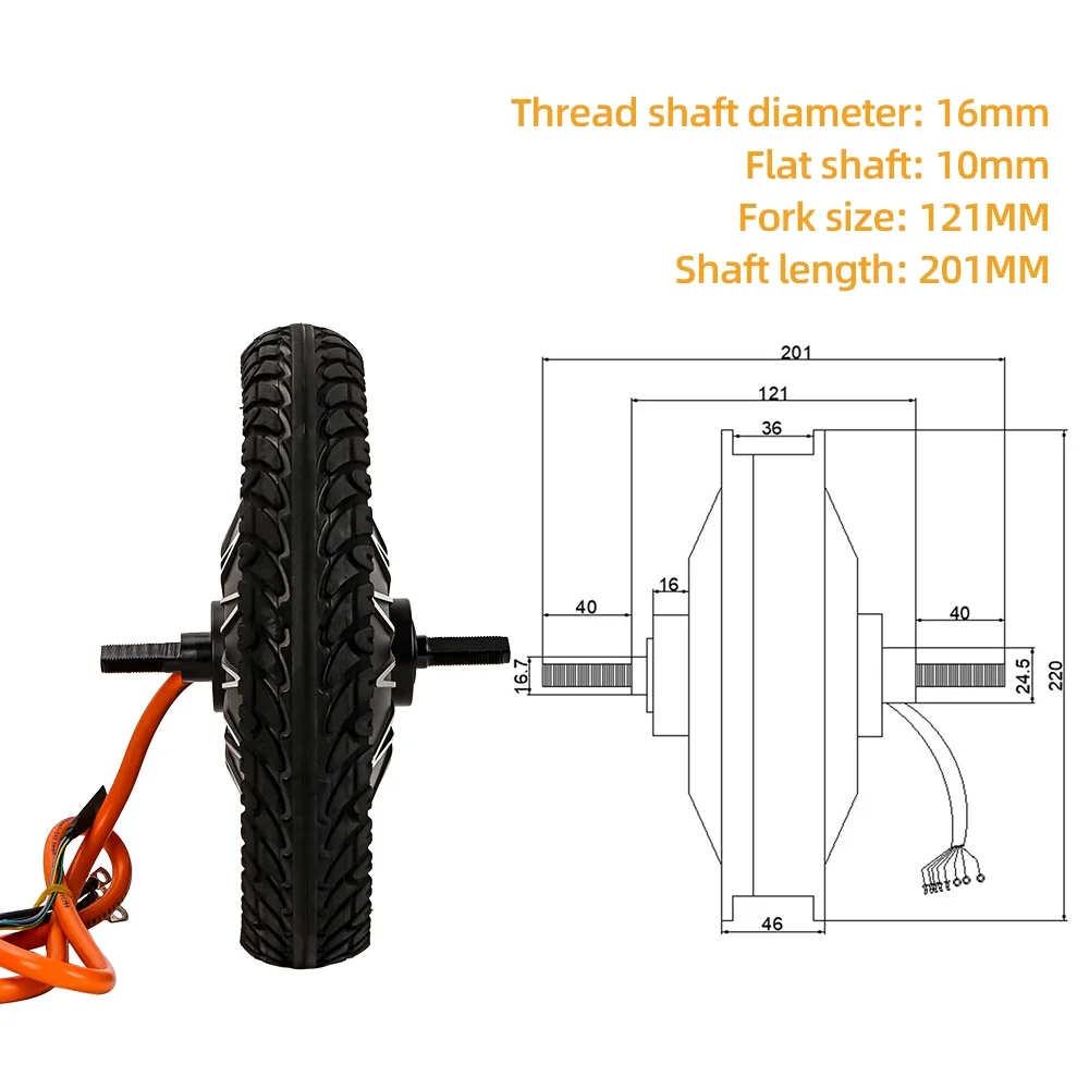 12 Inch 72v 5000w Split Motor High Speed 120km/h With 12*2.125 Tire Gearless Hub Motor