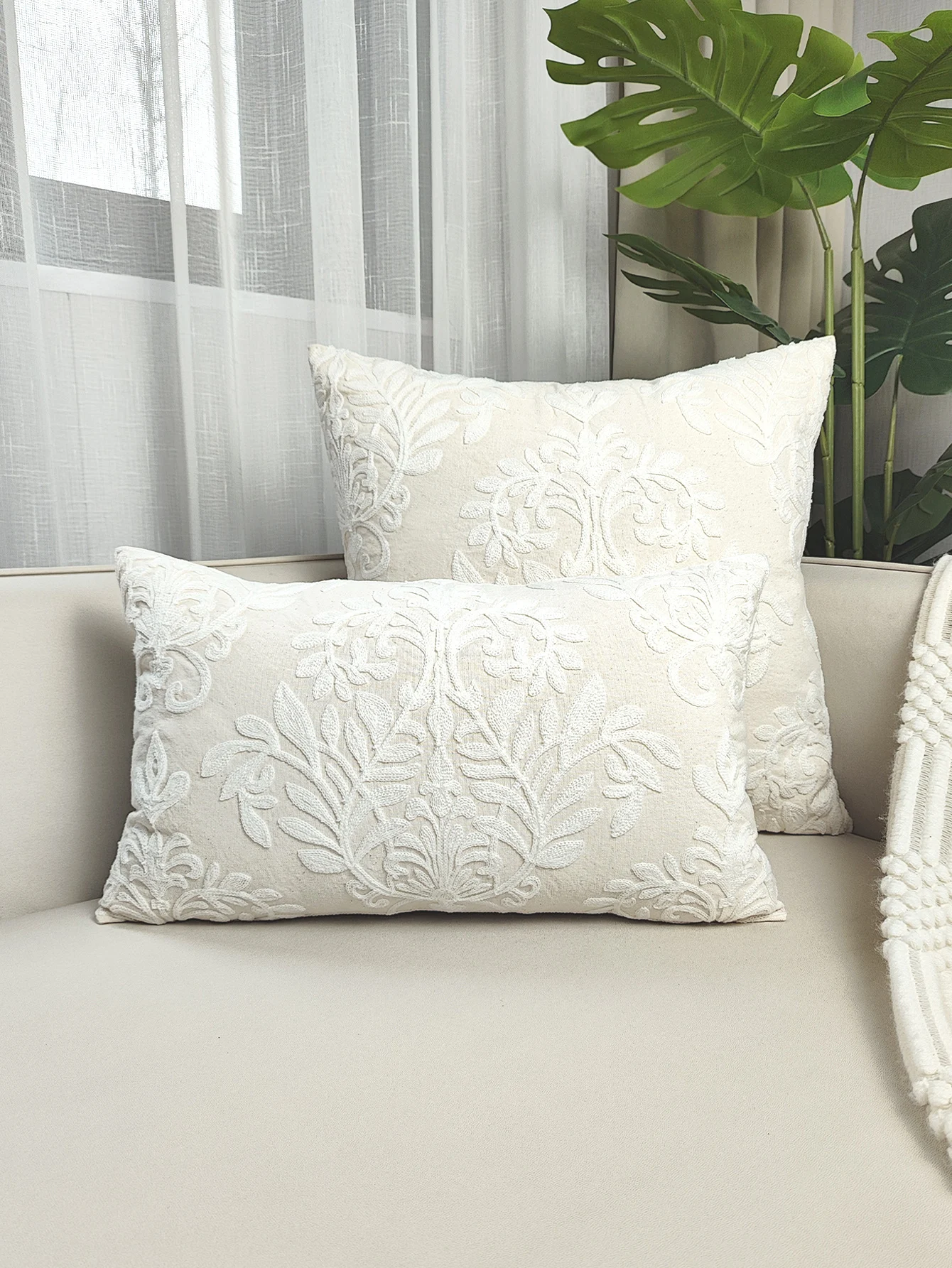 1PC Embroidered Pillowcase Sofa Cushion Cover Bedroom Home Decorations Exquisite Stitching Design No Pillow Included