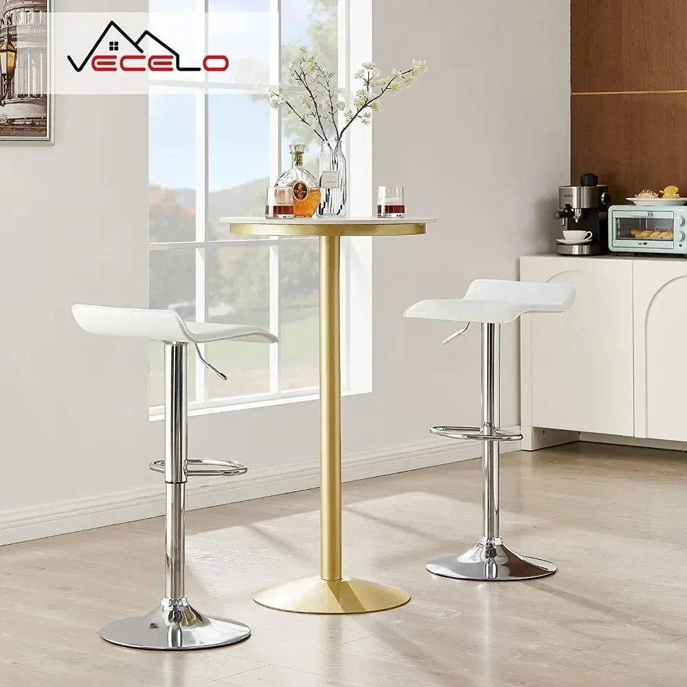 Bar Chair Set 2 and 4,  Modern Swivel with Adjustable Counter Barstools, Armless PVC Stools, Bar Chair