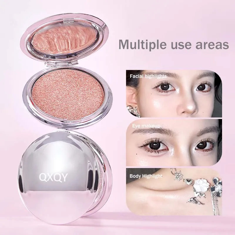 QXQY Fine Glitter Highlight Powder Delicate Monochrome Pearlescent Face brightening Shimmer Powder Makeup