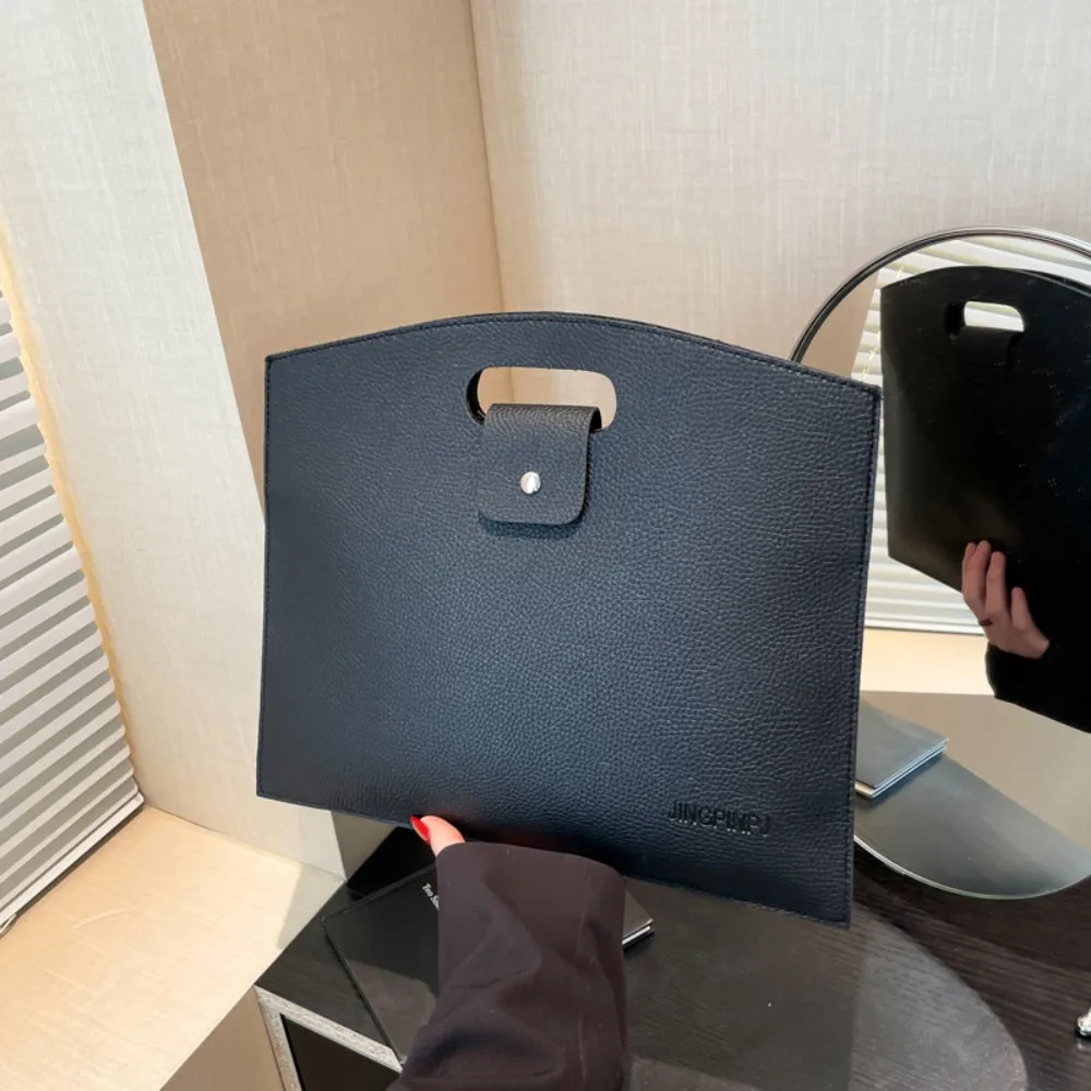 

Fashionable PU Office Document Tote Bag Large Capacity Laptop Bag Computer Bag Handbag Solid Color File Bag Women