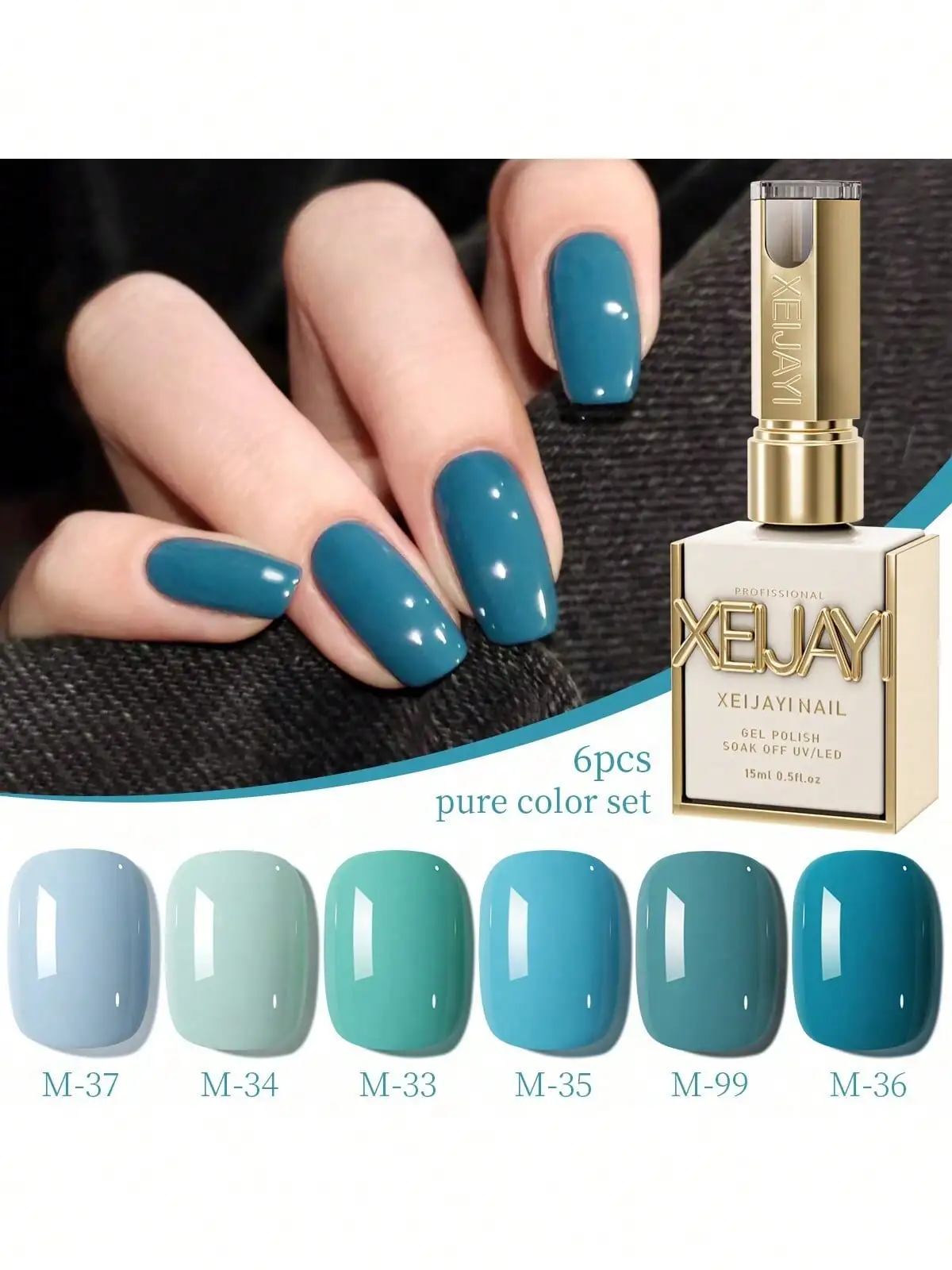 

XEIJAYI 6pcs 15ml Gel Nail Polish Set Semi Permanent UV Gel Polish Kits All For Manicure Kit Soak Off UV LED Vernis Nail Art DIY
