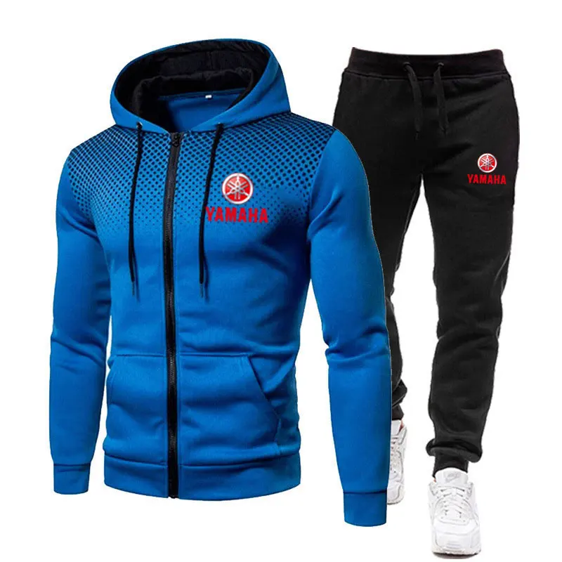 Yamaha Men's Sets Logo Print Spring Fashionable Casual Outdoor Zippered Hoodie Sweatshirt Sport Pants for Motorcycle Enthusiasts view 5