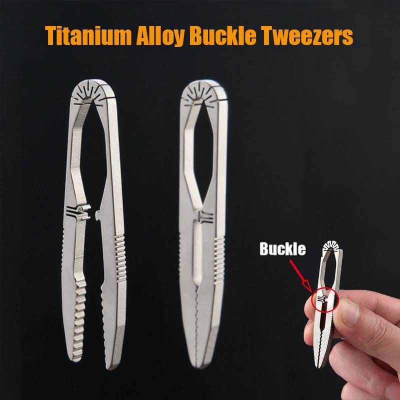 TC4 Titanium Steel Buckle Tweezers Multifunction With Snap Lock Corkscrew CNC Machining Clips EDC Outdoor Tool