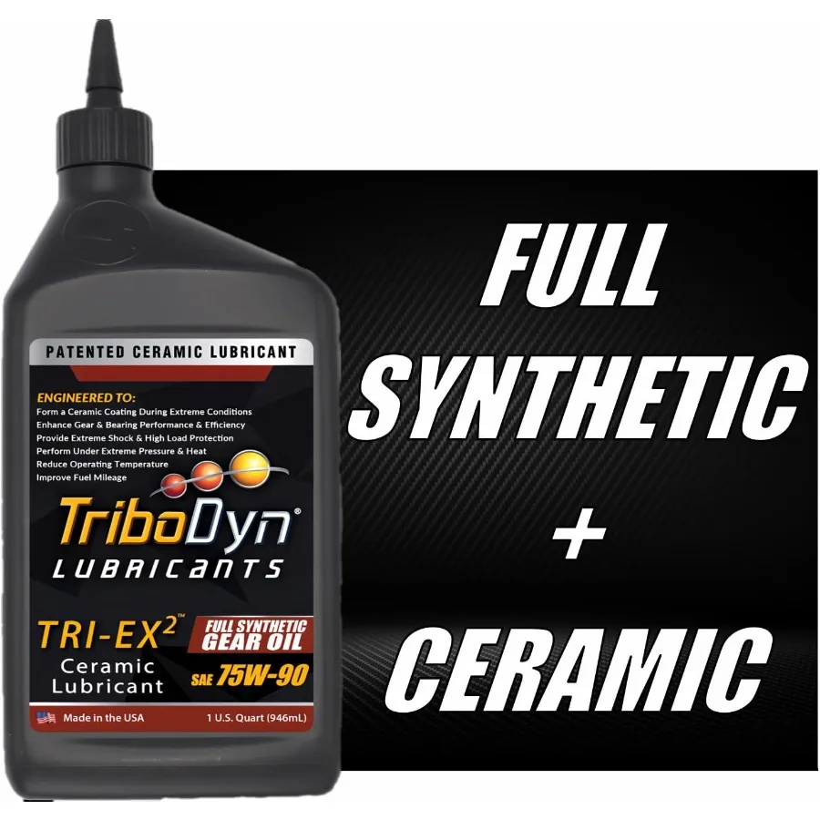 75W90 Full Synthetic Gear Oil w Ceramic Tech API GL5 MT1 Repairs Worn Gears Reduces Heat for Differentials Transmissions 12 Qua