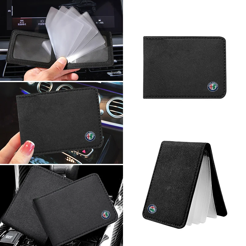 Suede Driver License Holder Ultra Thin Case ID Card Credit Card Holder For Alfa Romeo 147 159 156 Giulietta Giulia Mito Spider