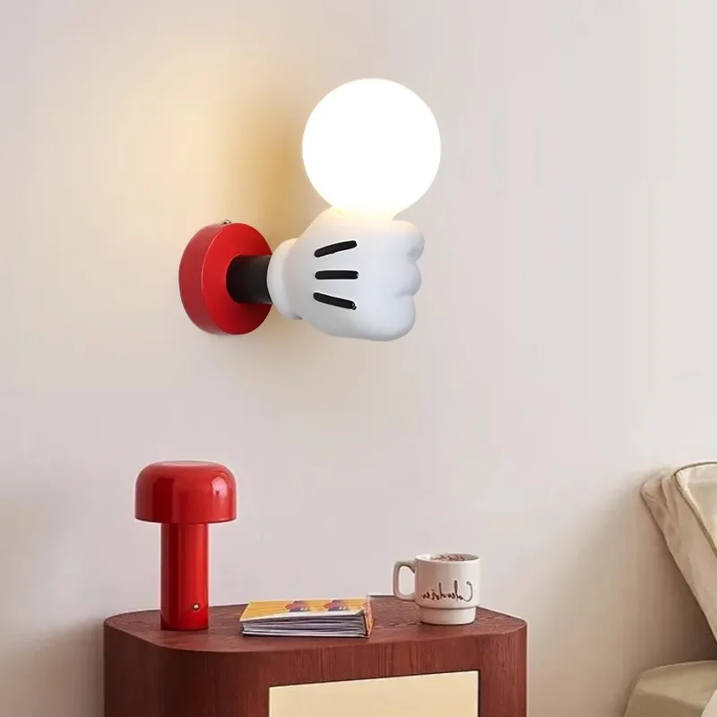 Children's Room Wall Lamps Cute Handheld Arm Light Cartoon Creative Warm Baby Room Nursery Boy Girl Bedroom Bedside Wall Lights