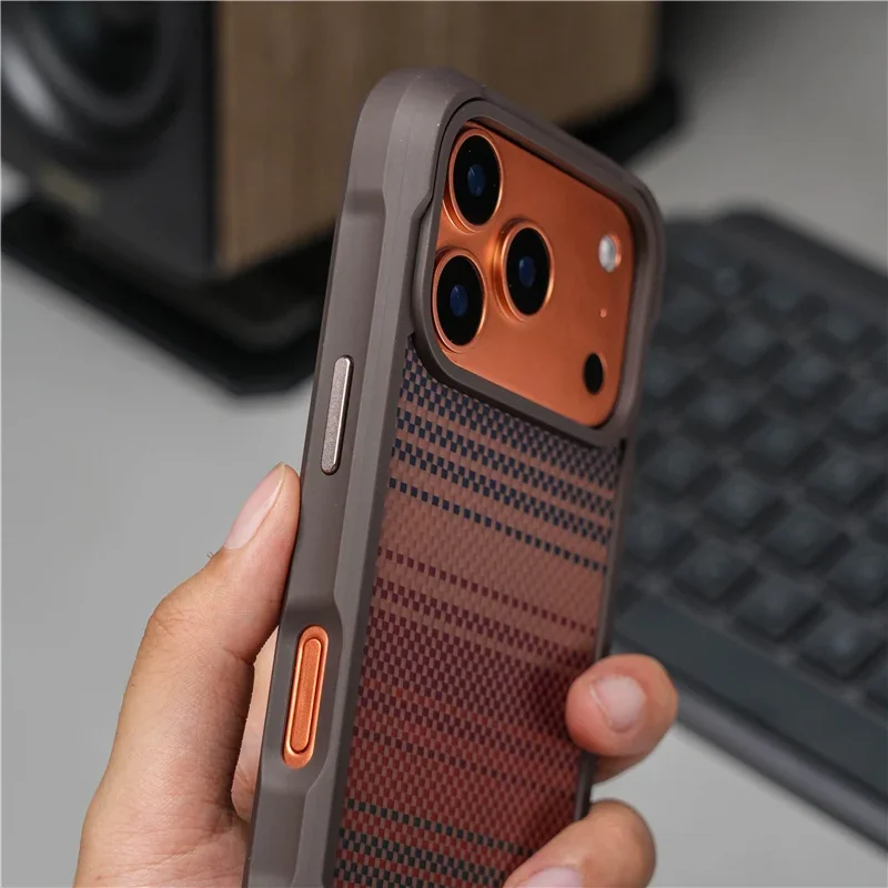 Oryginalne geometryczne etui z tkaniny technicznej z magnetycznym mocowaniem do iPhone 18 17 16 Pro 17Pro Max, kompatybilne z Magsafe, matowe, odporne na wstrząsy, twarde etui ochronne.