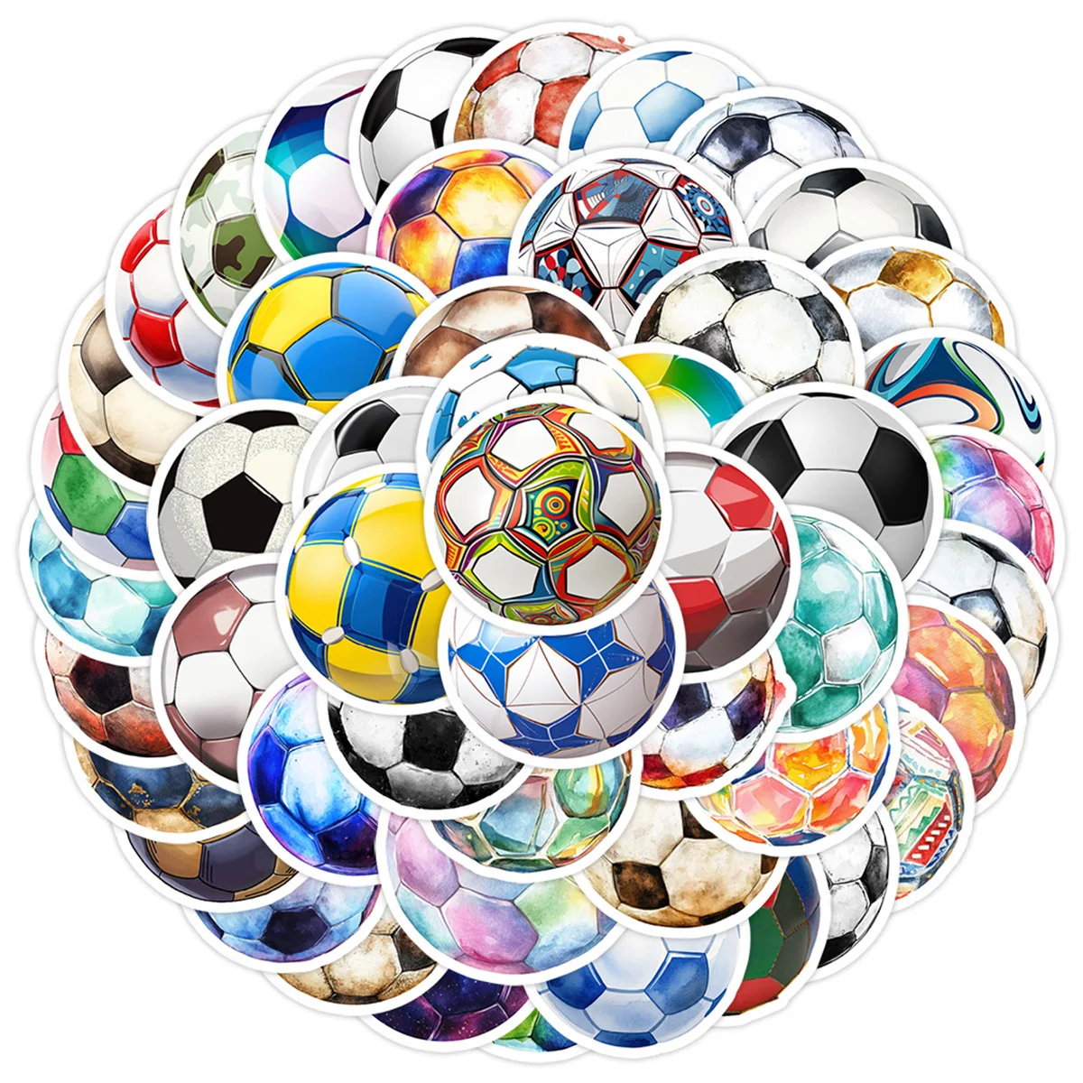 50PCS Color Football Cartoon Stickers Sports Graffiti Decoration DIY Toys Suitcase Fridge Laptop Guitar  Bike Skateboard Decals