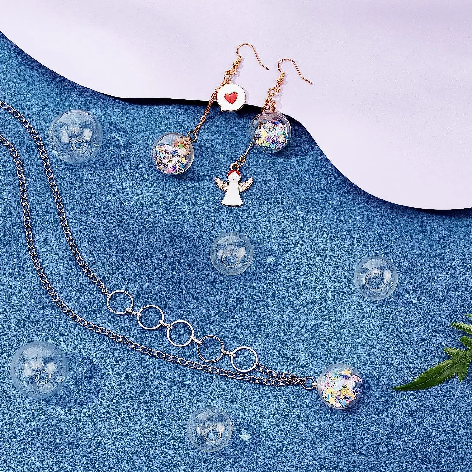 100Pcs 8/10/12/14/16/18/20/25/30mm Clear Round Beads Blown Glass Globe Ball Bottles for Dangle Pendants Earring Jewelry Making