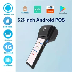 New 6.26 inch Android 12 Mobile POS with 80mm (58mm) Printer Loyverse Desktop POS 4G WIFI BT Connection Optional 2D Scanner NFC