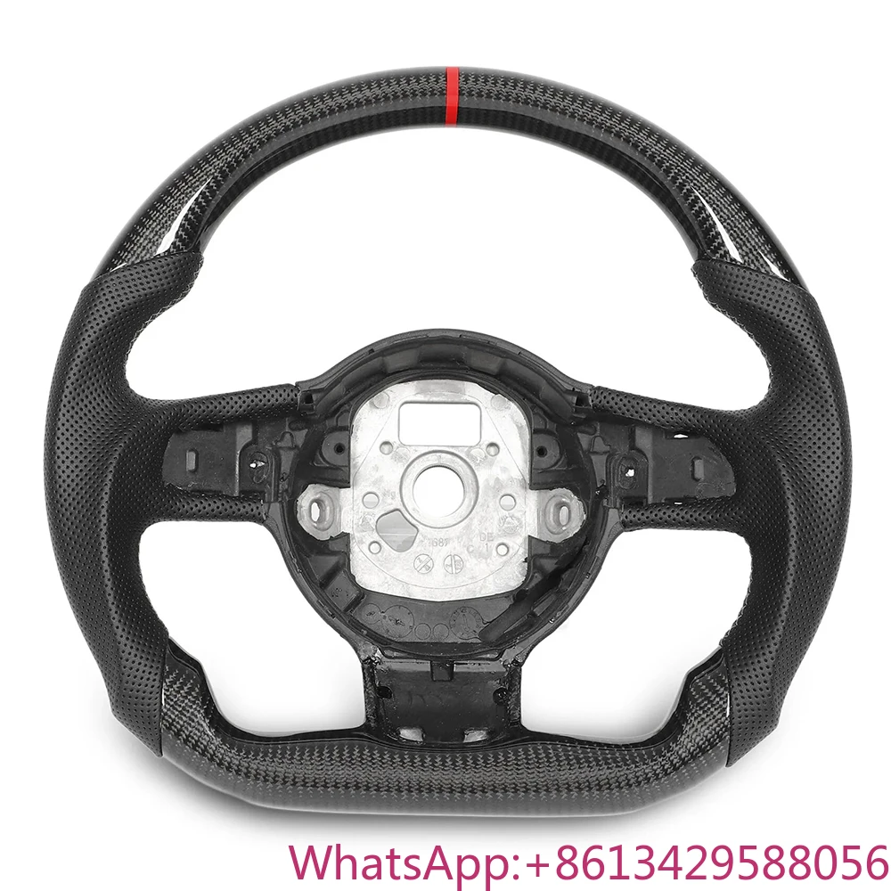 

Real Carbon Fiber Perforated Flat Steering Wheel Fits Audi 10-15 R8 TT 13-17 SQ5