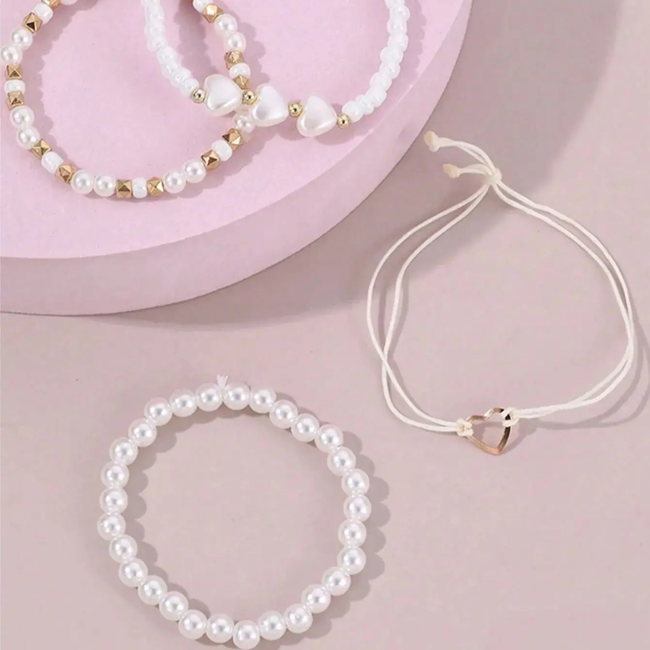 طقم سوار للأطفال ، حبات أرز مقلدة ، مطرز بالحب ، طراز لطيف حلو ، أرز ملون ، 4 * *