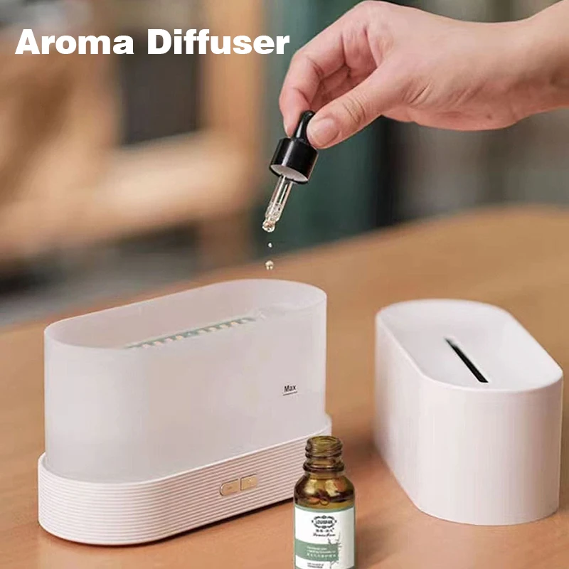 مرطب هواء لهب وناشر روائح ، USB ، زيوت أساسية ، علاج بالروائح العطرية ، صانعة ضباب ، منزل ، مكتب ، غرفة نوم ، 7 ألوان ،