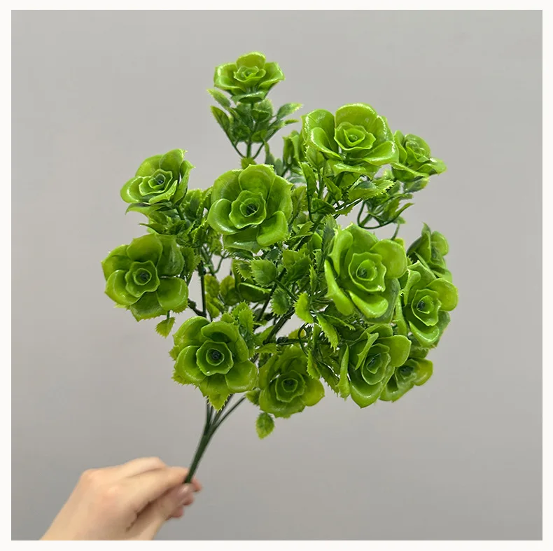 10 Stück Künstliches Grünes Wassergras Rosen-Bündel Plastik Kunstblumen Simulierte Rosenpflanze Einkaufszentrum Dekoration Blume – Detail 11
