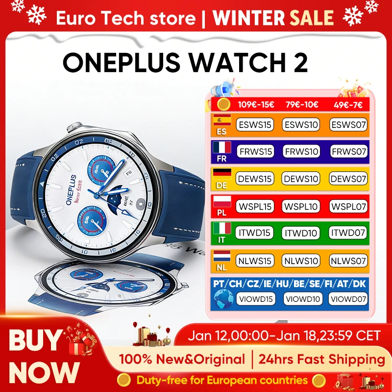 Nuevo reloj inteligente OnePlus Watch 2 pantalla AMOLED de 1,43 pulgadas batería de 500mAh más de 100 modos deportivos 2GB + 32GB 46mm WiFi GPS IP68 Google Pay