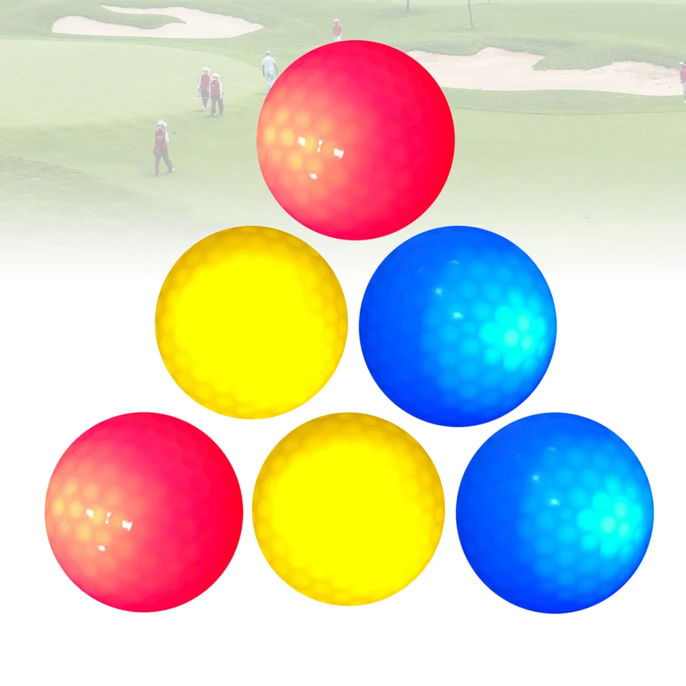 

6pcs Led Light Up Golf Balls Flashing Electronic Ball For Night Play Tournament Training Rubber Material Glow Colored Balls