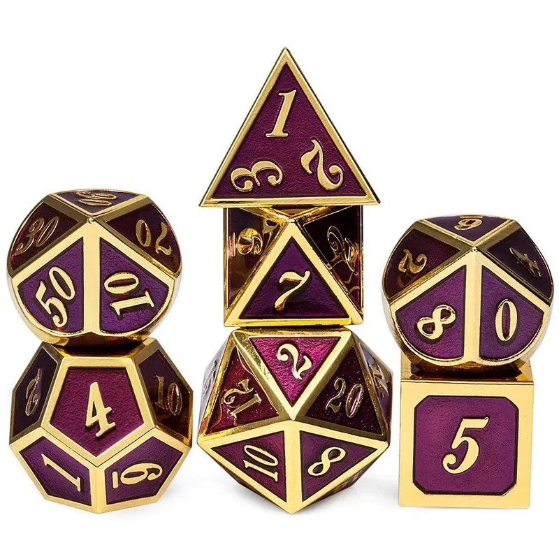 2022 Upscale Zinc Alloy Sharp Corner Dice Set D4 D6 D8 D10 D% D12 D20 Polyhedral Metal Dice For Table Games Role Playing Game