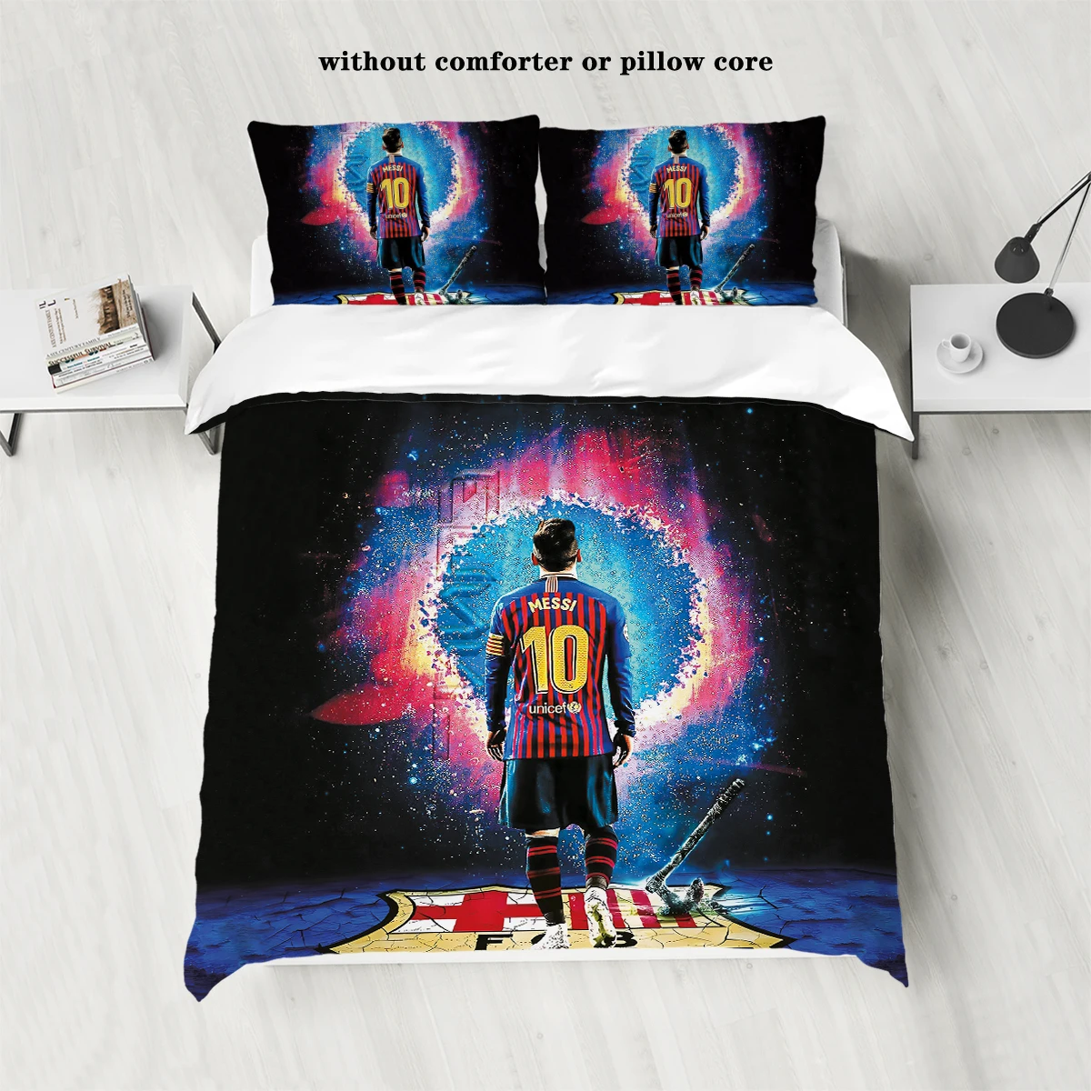 3-piece football star collection (1 down duvet cover+2 pillowcases, no core), personalized bedroom room bedding set