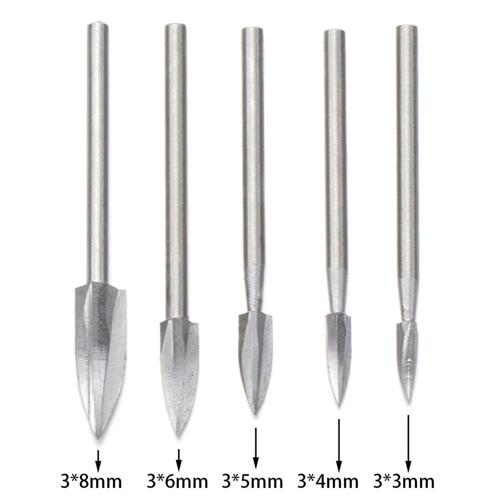 5PC Wood Carving Drill HSS Engraving Bit Set For Woodworking Carbide Grinding Tool Carbide Root Milling Grinder Burr Carve Tool