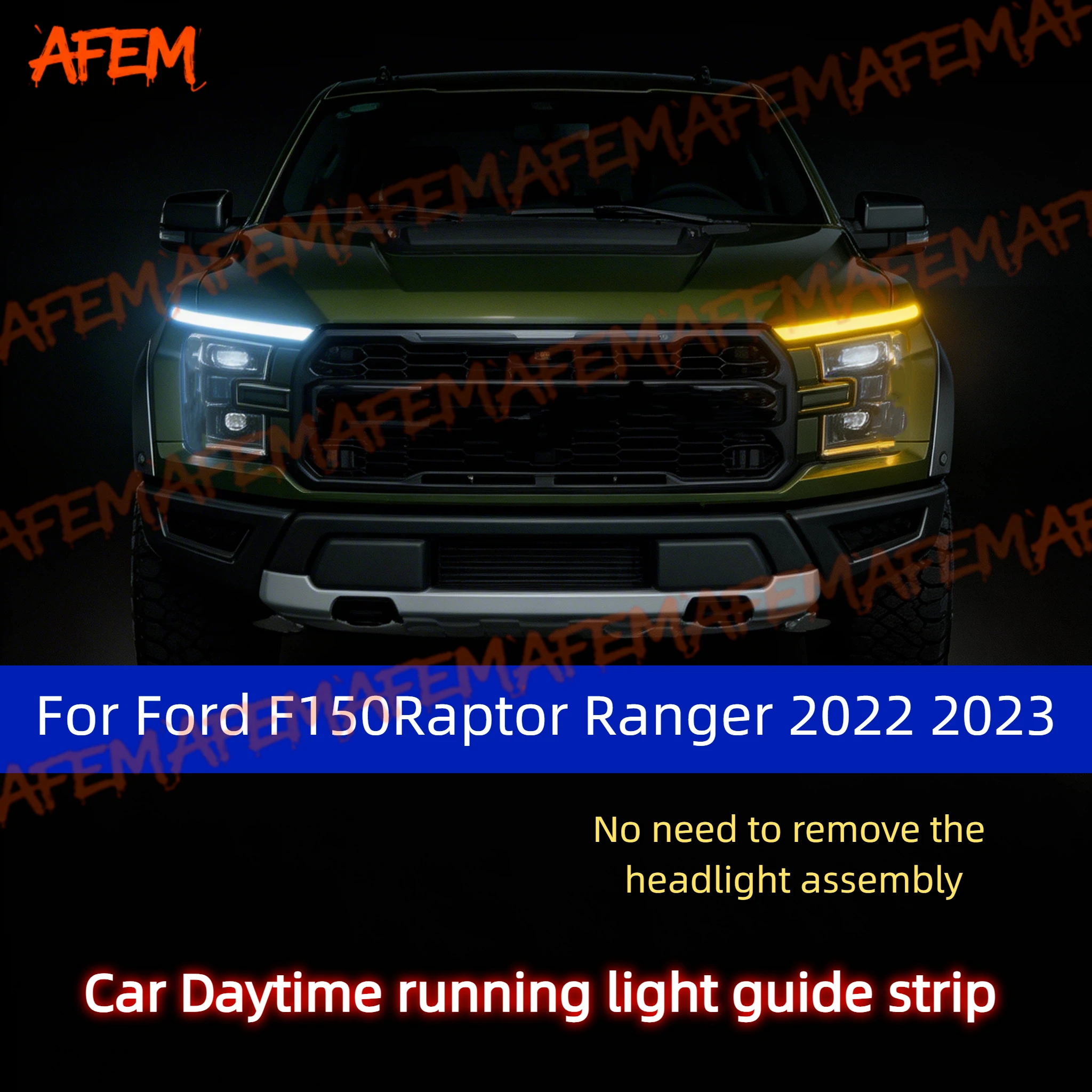 For Ford F150Raptor Ranger 2022 2023 Daytime Running Light Guide Strip Auto LED DRL Daytime Flexible Decorative Ambient Lamp