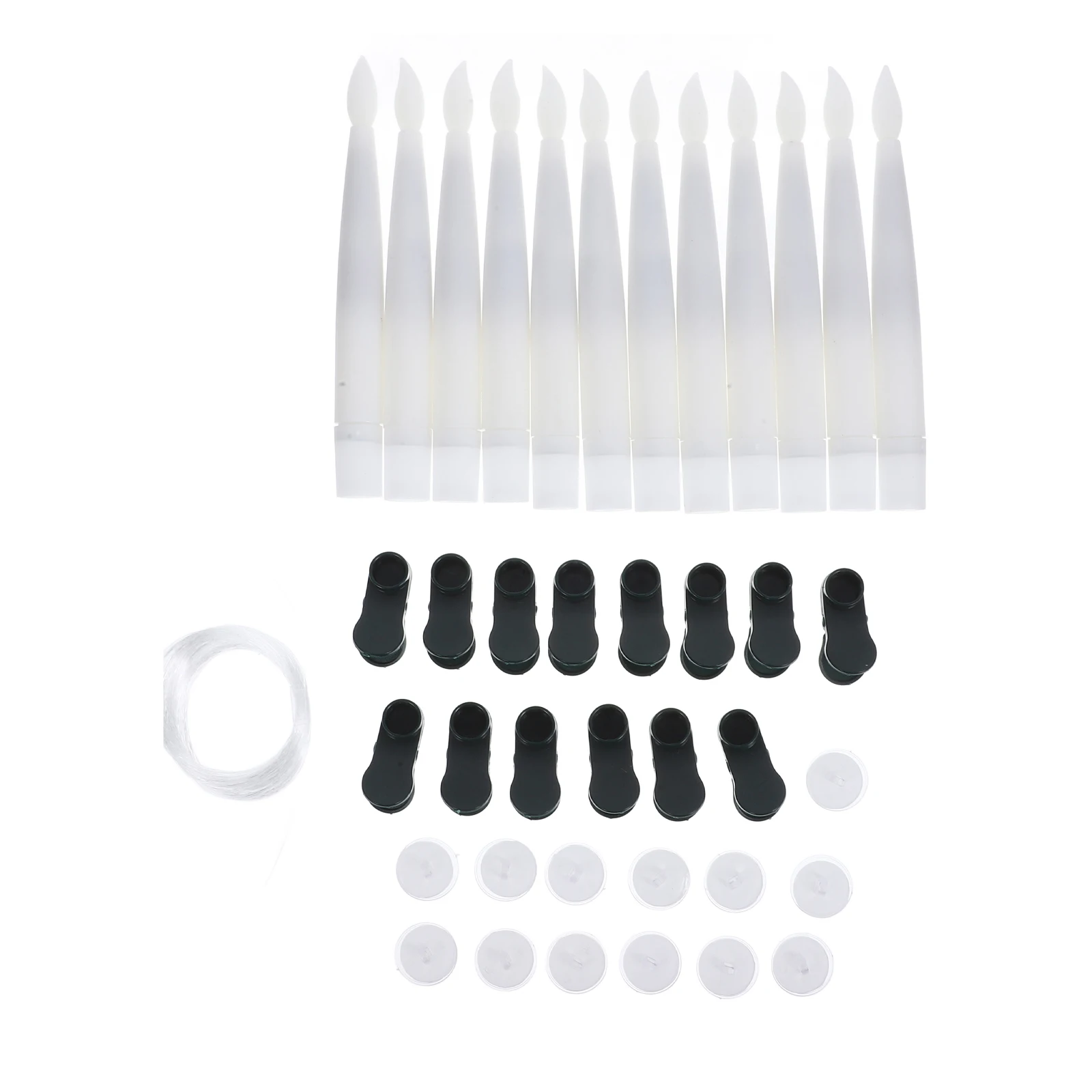 12 set di candele coniche a LED bianche calde, luci senza fiamma in plastica satinata per decorazioni natalizie per l'albero di Natale con lenza da 20 m