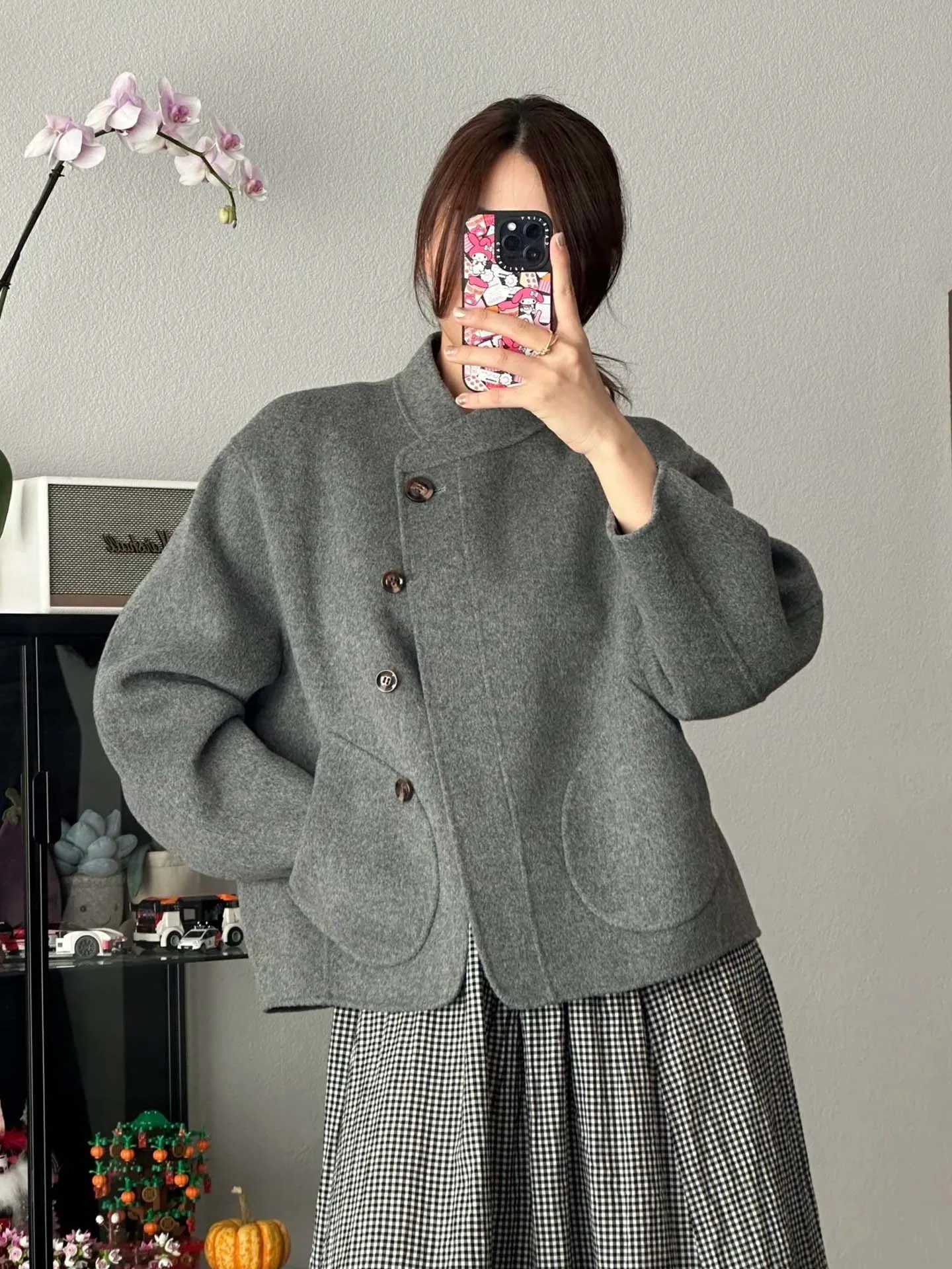 

Двустороннее шерстяное пальто женское свободного кроя, универсальная верхняя одежда, осенне-зимняя новинка, для повседневной носки, простой стиль, длинный рукав