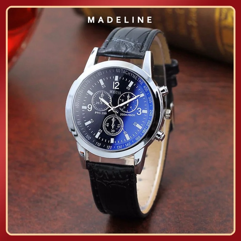

Retro men's quartz watch, fashionable design, leather strap quartz watch, student wristwatch, trendy and individual