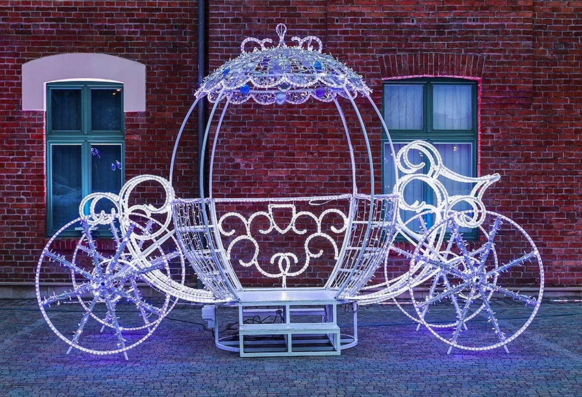 7x5ft Fairy Tale Cinderella Carriage Glitter Crystal Car Brick Wall Custom Photo Studio Background Backdrop Vinyl  220cm x 150cm