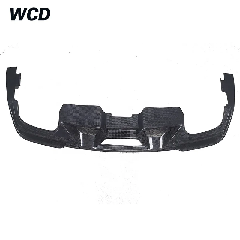 

Carbon Fiber Rear Lip Diffuser Spoiler for Ford Mustang 2018-2021 Rear Hugger Bumper Guard Four Outlet GT500 Style