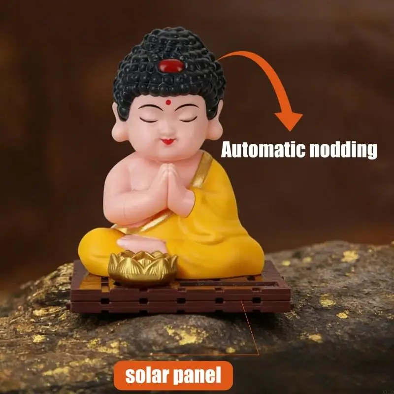 

ABS Solar Buddhas Figure Statue Ornament Nodding Head Suitable for Car Interior Dashboard Easy Installation Quiet Design X13D