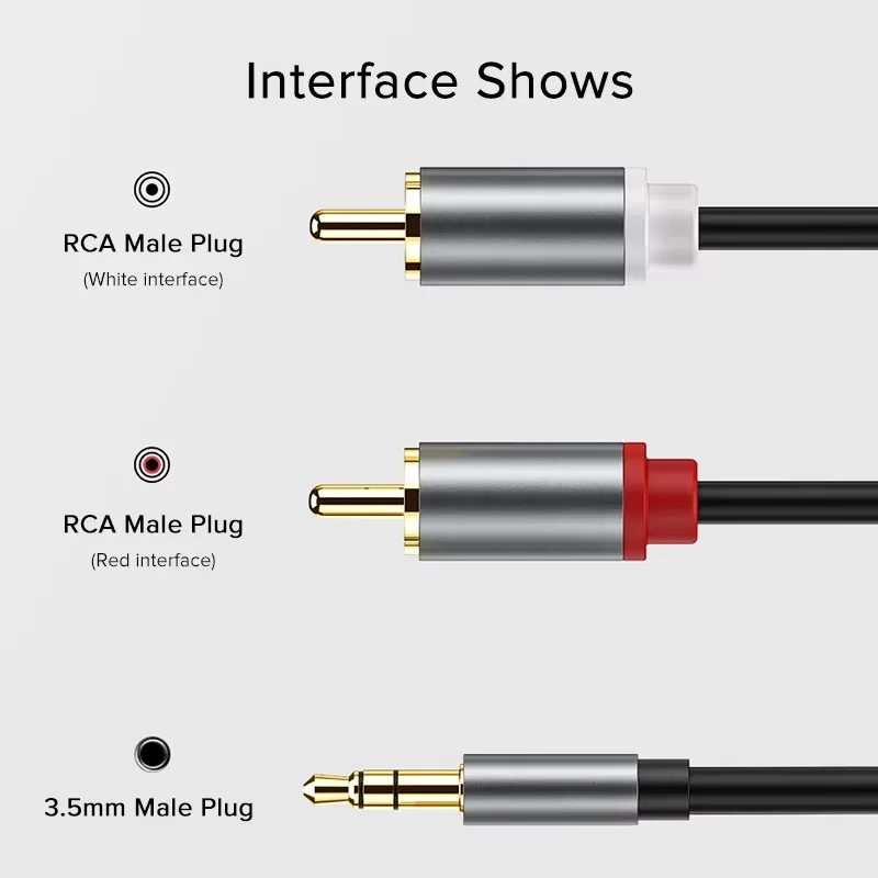 Suptec RCA Cable 3.5mm Jack to 2 RCA Aux Cable 3.5 mm to 2RCA Adapter Splitter Audio Cable for TV Box Home Theater Speaker Wire