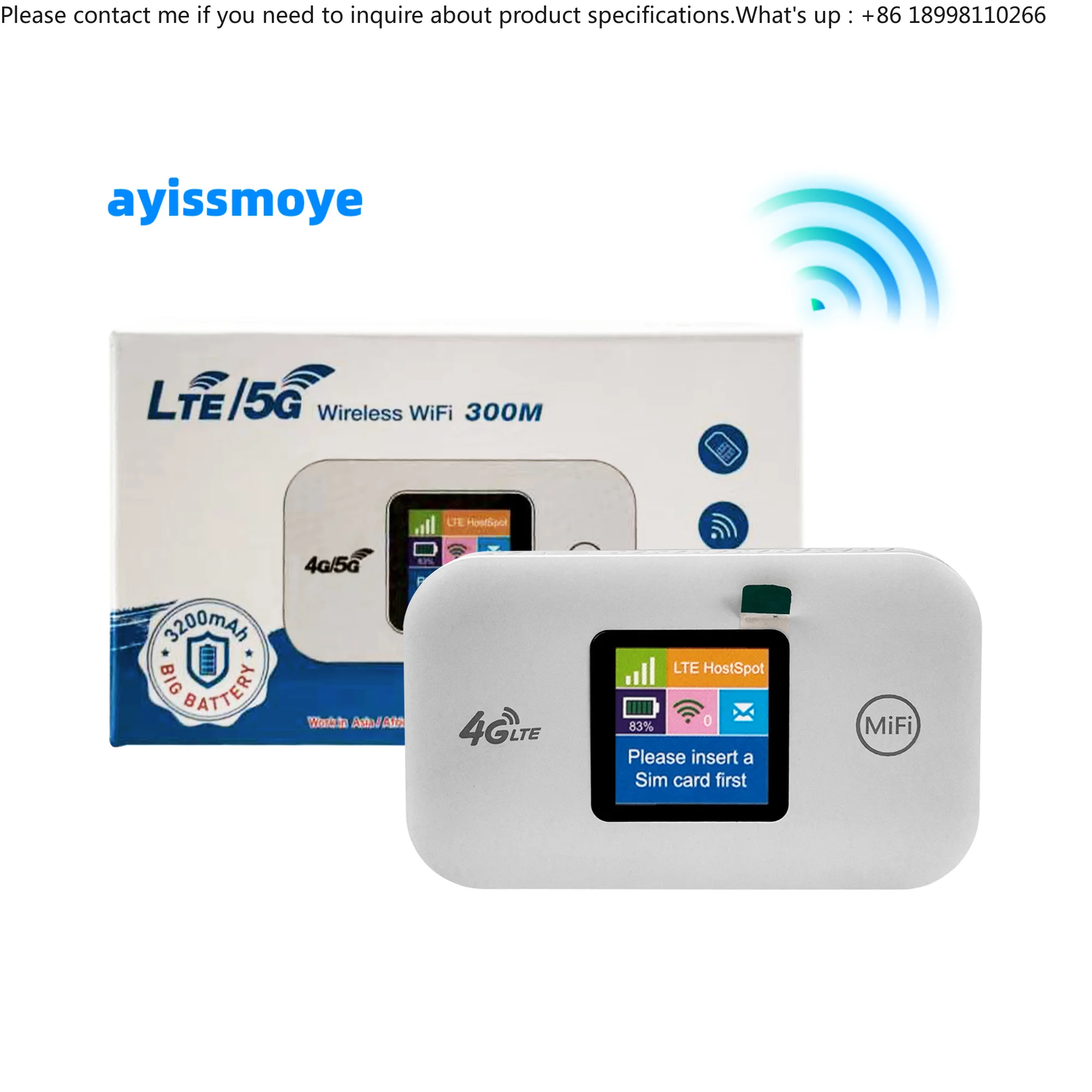 AYS-XS Portable 150Mbps 4G LTE Router with Qualcomm Chipset 2100mAh Battery Color LED Display Screen