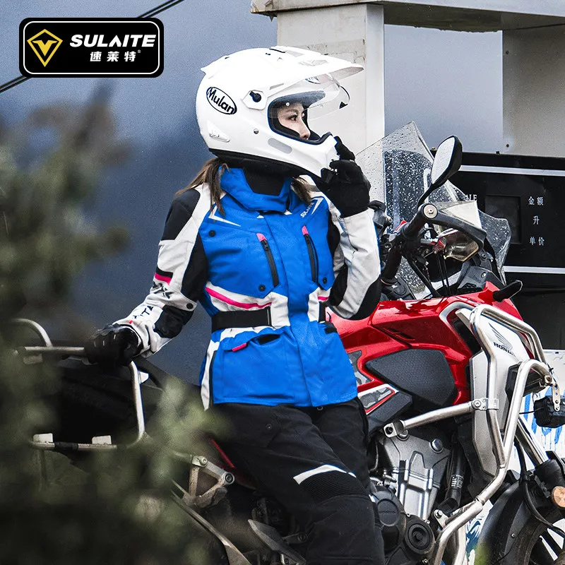 Women Motorcycle Riding Suit Winter Waterproof Protective Gear Jacket Pants Removable Thermal Liner Touring Motorbike Clothing