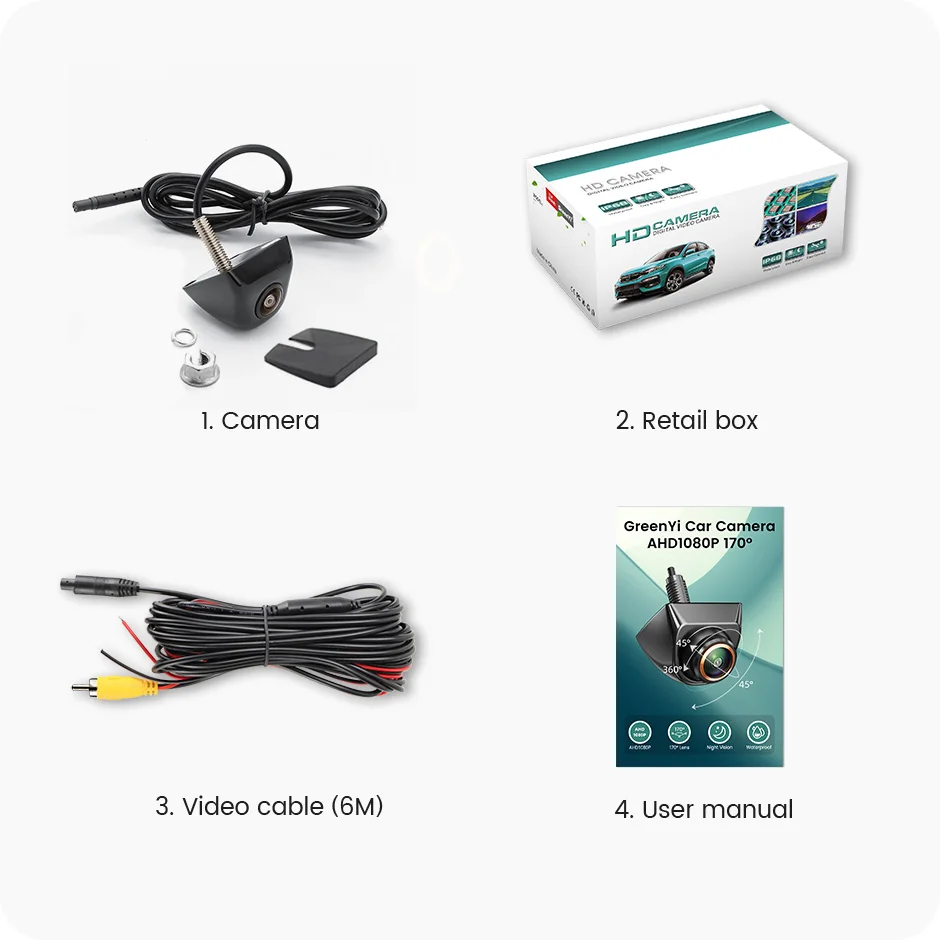 GreenYi AHD 1920x1080P auto-achteruitrijcamera Full HD nachtzicht 170 °   Fisheye-lens Voertuig achteruitrijcamera voor C818