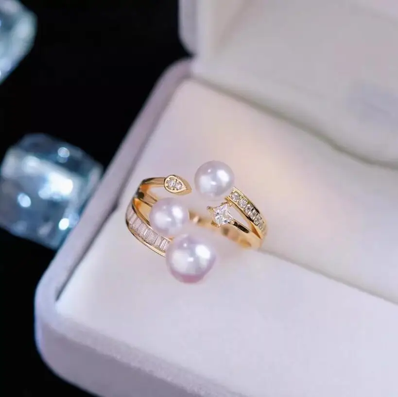 classic 6-8mm south sea white pearl ring 925s  925 sterling silver   rings for women  jewelry