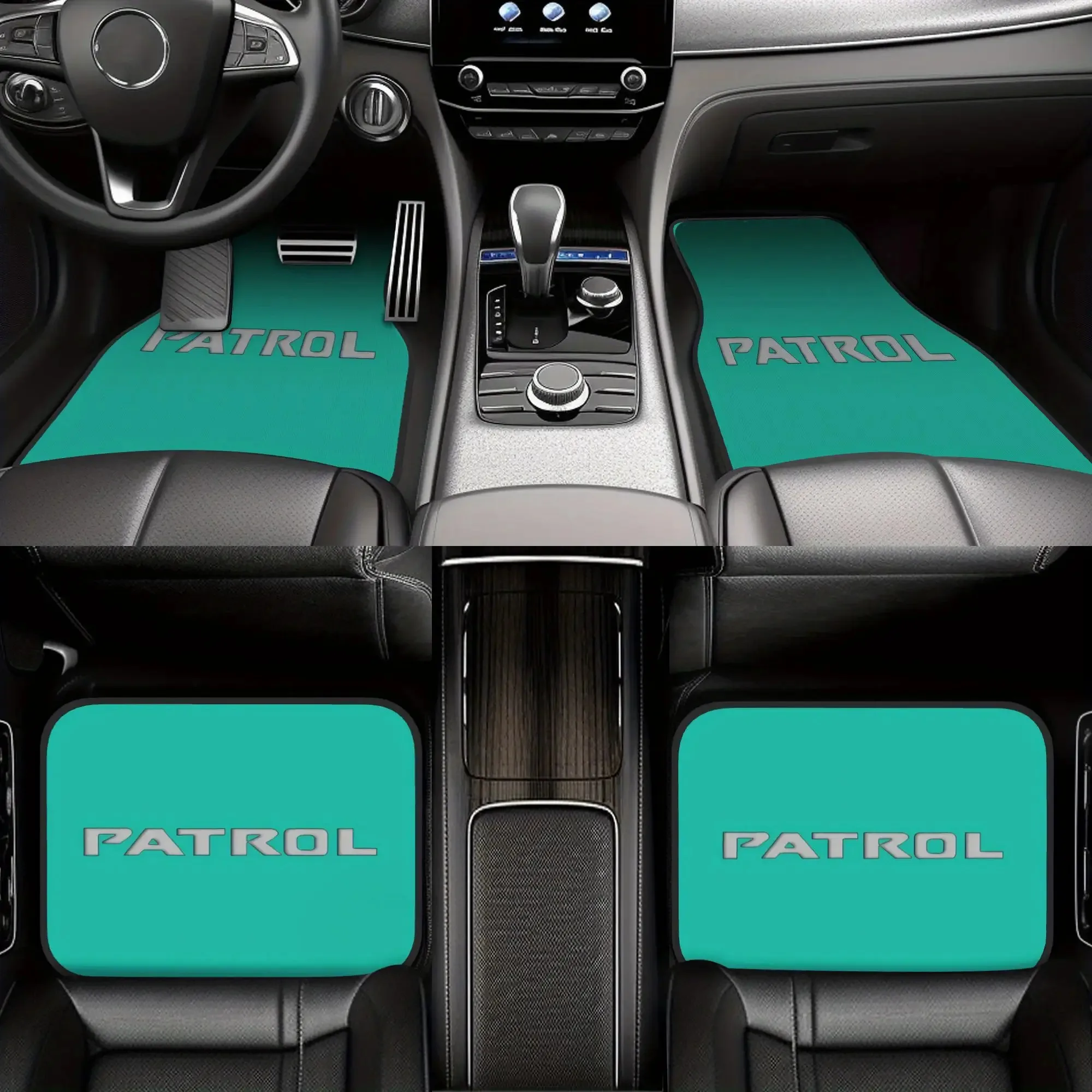 

4pcs For Nissan Patrol Logo Car Floor Mats - Fit For All For NISSAN Patrol Models, Durable Polyester, Playful Design With Green